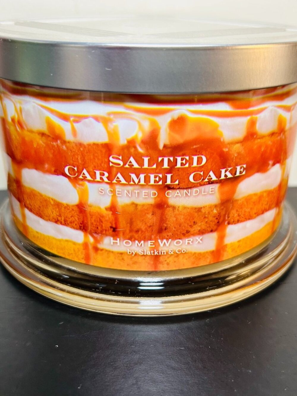 HomeWorx by Slatkin Salted Caramel Cake 4-Wick 18oz Candle NEW